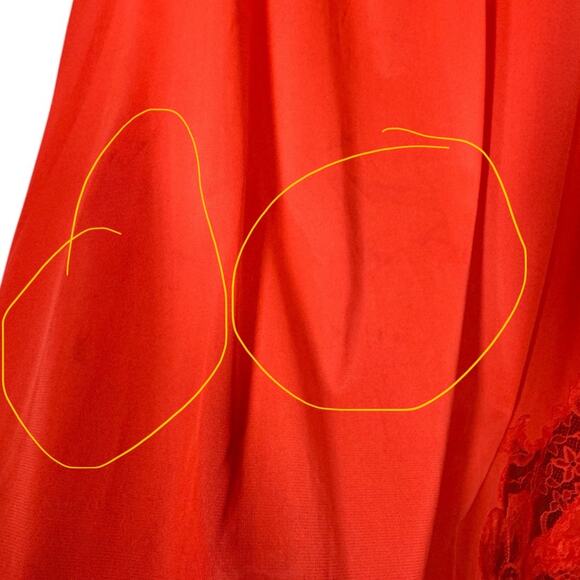 Vintage Vanity Fair Half Slip Skirt Medium Bright Red Lace Trim Nylon USA Made - Picture 4 of 6